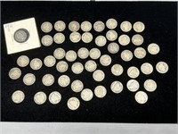 Fifty-Two US Assorted Mercury and Barber Dimes