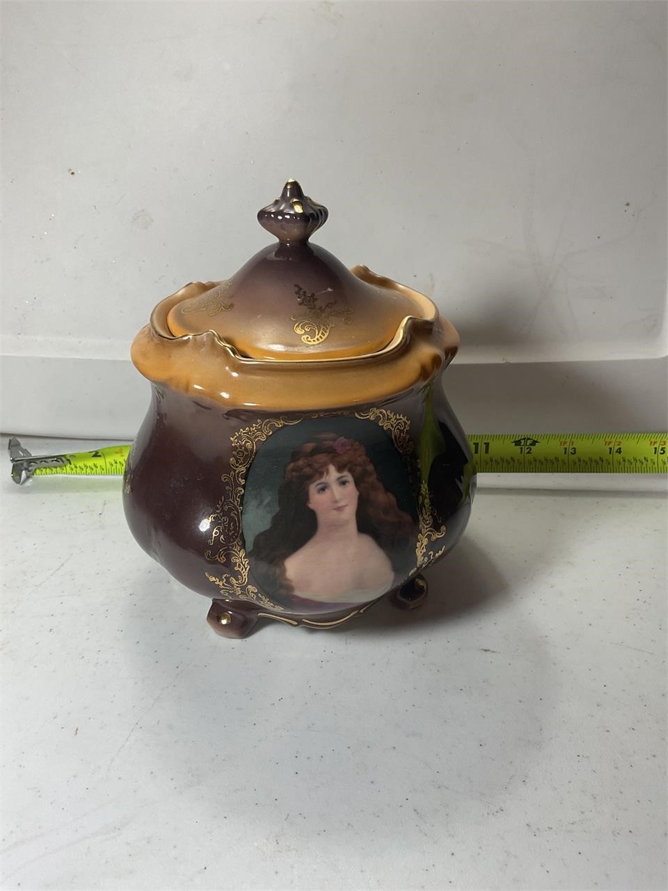 Antique Jungfrau Porzellain Biscuit Cookie Jar