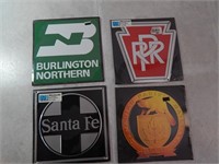 (4) Embossed Metal Railroad Signs USA Made