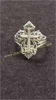 Sterling Silver Cross Ring Size 7
