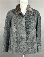 Lloyd's Curly Lambs Wool Coat, Mink Collar