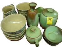 Tray lot of pottery ware including Frankoma and