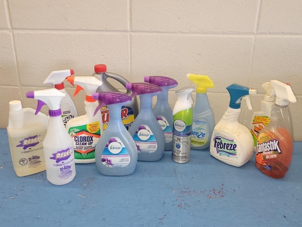 LOT OF 16 CLEANING SUPPLIES 1/2 FULL