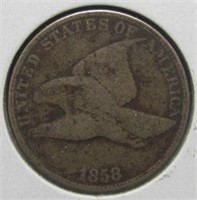 1858 Large Letters Flying Eagle Cent.