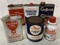 6 assorted advertising cans