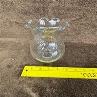 Vintage Clear Twisted Glass Ruffled Rim Lamp Globe