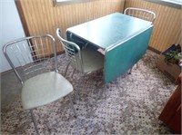 Vintage Chrome Drop Leaf Table w/ (3) Chairs