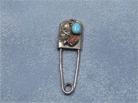 Vtg Sterling Silver Tested Turquoise Coral Keyring