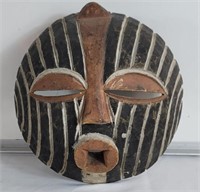 African carved wood mask 13" diam