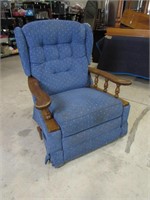 Vintage La-Z-Boy Swivel Recliner, Blue Upholstery