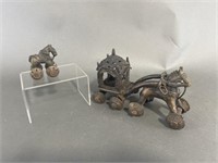 Hindu Horse And Chariot Statues