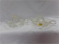 (2) Clear Glass Hand Juicers Citrus Orange Lemon