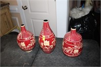 Three matching vase decor