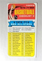 1970-71 Topps Basketball Checklist - 2 Card