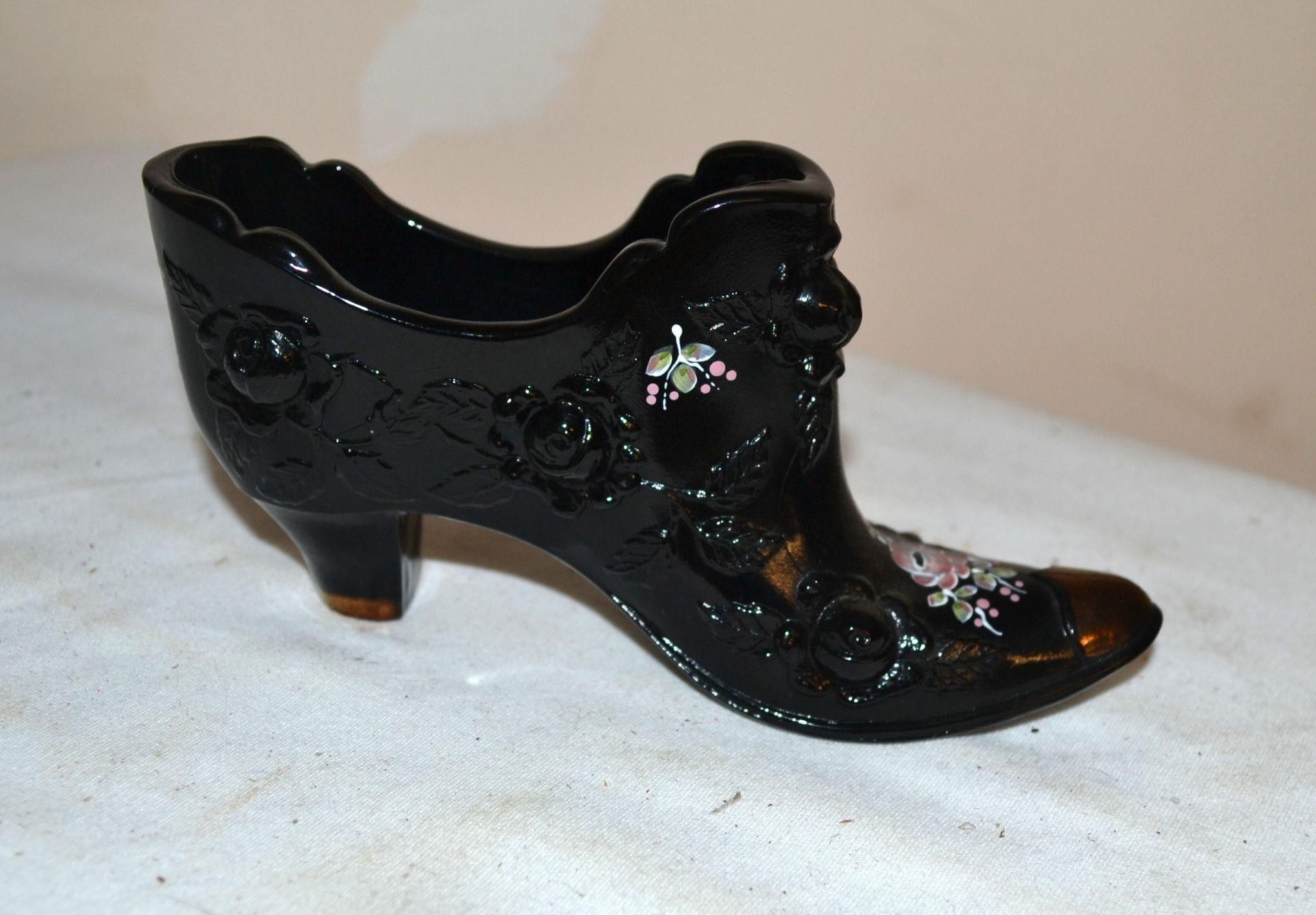 Handpainted by Lauderman Fenton Glass shoe