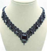Handmade Black Beaded Necklace