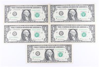 (5) x **STAR NOTE** $1 US FEDERAL RESERVE NOTES