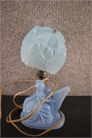 Art Deco Blue Depression Glass Boudoir Lamp