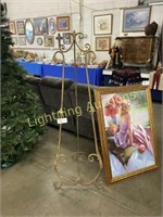 TWO DECORATIVE DISTRESSED METAL PAINTING EASELS