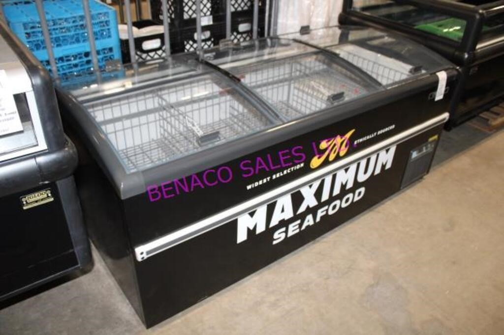 1X,74.5"x37" COLDCO CIF-6, GLASS TOP CHEST FREEZER