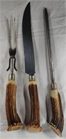 3 Piece Carving Set With Stag Handles