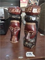 Pair of Jamaican carved heads