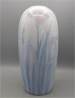Vtg Japanese Fukagawa Porcelain Iris Vase 12"