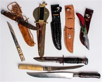 Lot Vintage Fixed Blade Knives Knife Hunter Weapon
