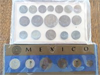 Two Mexico Coin sets in displays. In case.
