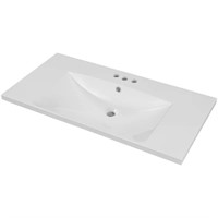 White 35.98'' Ceramic Rectangular Bathroom Sink