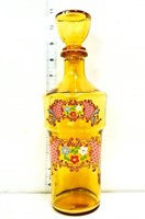 Vintage 10in Italian amber w/ gold liquor decanter