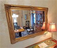 Ornate Goldtone Beveled Glass Hanging Mirror