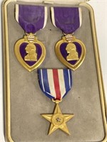 2 Purple Hearts & Silver Star Military Medals