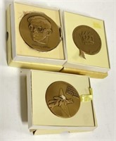3 Israel State Medals in Boxes: 1976, 1969 & 1980