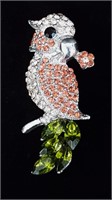 Multi-Colour Marquise, Round Crystal Parrot Brooch