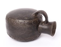 Chimu Blackware Handled Canteen, 1000-1200 AD