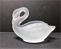 Frosted Glass Swan Candy Dish by Vikin