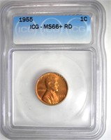 1955 Cent ICG MS66+ RD LISTS $190