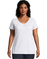 Just My Size Women's 2X Short Sleeve Shirred