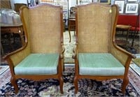 PAIR HOLLYWOOD REGENCY DOUBLE CANE WINGBACK