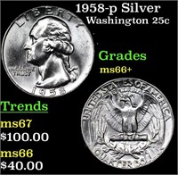 1958-p Washington Quarter Silver 25c Grades GEM++