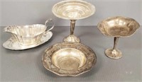 Group of sterling silver articles - gravy boat,