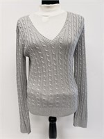 Ralph Lauren Silver Cableknit Sweater, Size Medium