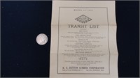 Antique 1918 Dutton Lumber Co. Transit List