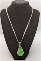 Sterling Silver Multi Strand Necklace With Green