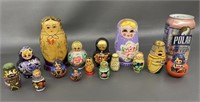 Group Russian nesting dolls