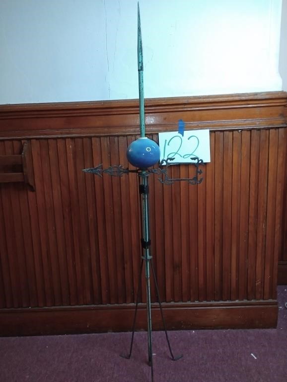 ANTIQUE LIGHTNING ROD WITH GLASS BALL