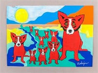 WC on Paper Signed George Rodrigue w/ Estate Stamp