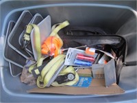 BOX FULL OF MISC. TOOLS, HIDGES, SAWS AND MORE