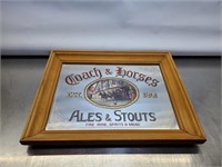 COACH & HORSES FRAMED MIRROR, 14.25" X 11.25"